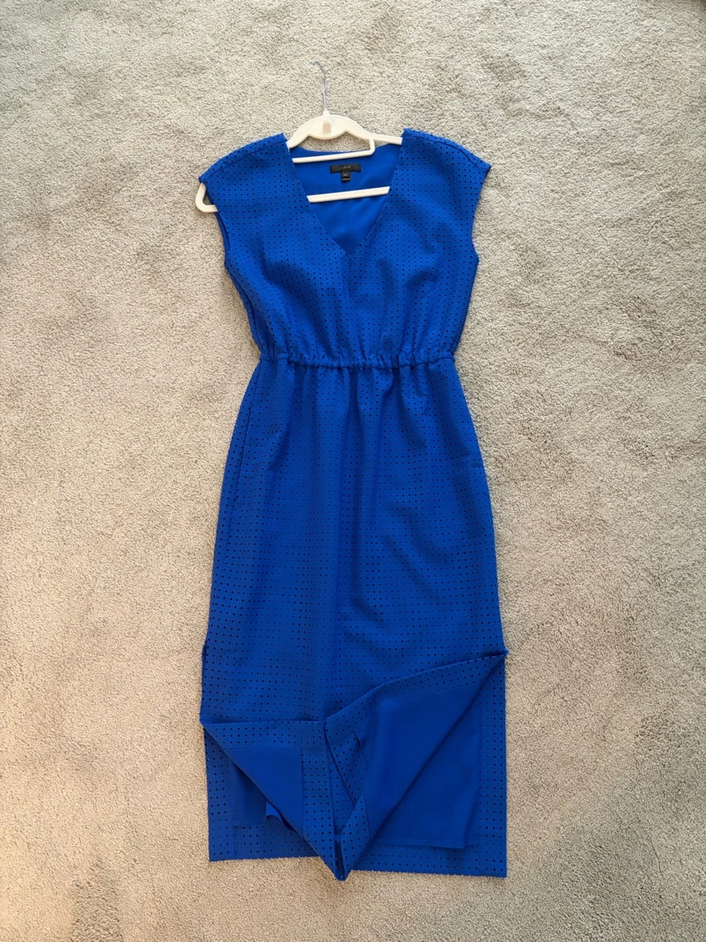 J. Crew Royal Blue Eyelet Midi Dress